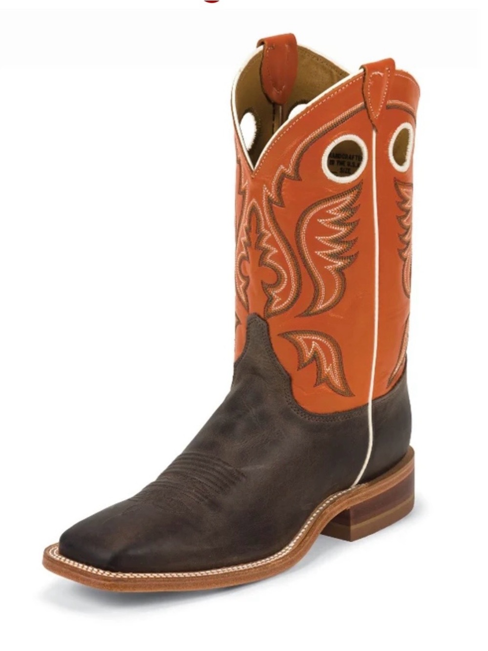 Justin BR314 Bent Rail Cowboy Boots Men’s 11 EE Brown Orange Square Toe USA